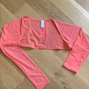All Coral Sheer Long Sleeve Crop Top - never worn!